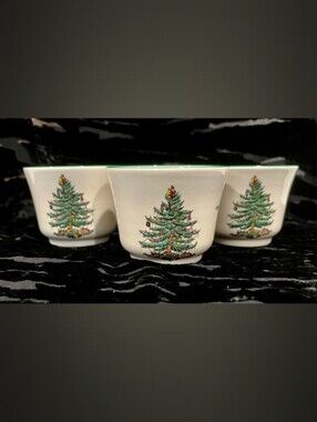 Set Of 3‎ Vintage Spode Christmas Tree Votive Holders Made In England EUC